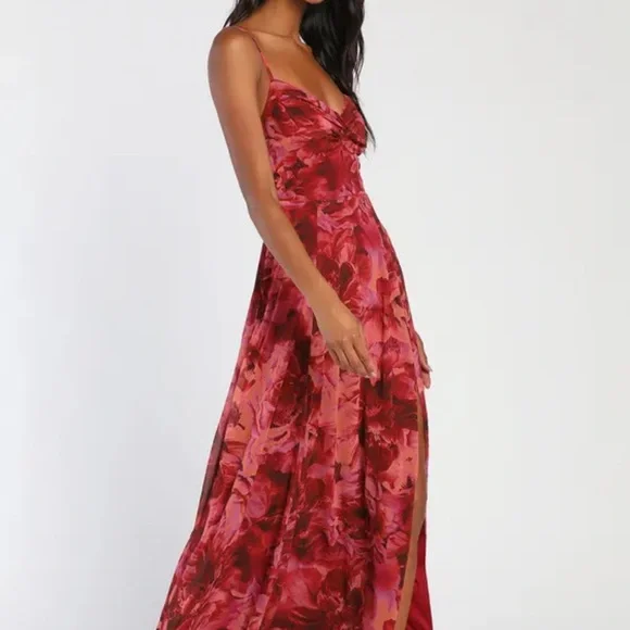 Lulu's Red Sleeveless Maxi Dress with Slit - Picture 5 of 10